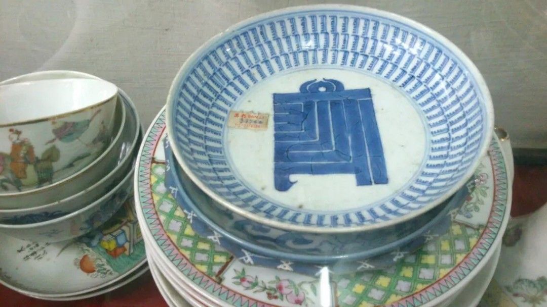大清雍正青花梵文寿字盘Qing Dynasty Yongzheng Blue and White