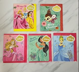 【現貨，價錢為每張售價】迪士尼 聖誕卡 聖誕咭 Christmas card 萬用卡 生日卡 感謝卡 公主卡 美人魚 arial 貝兒 belle 白雪公主 snow white 冰雪奇緣 frozen 愛麗絲 alice 長髮公主 rapunzel 睡公主 cinderella