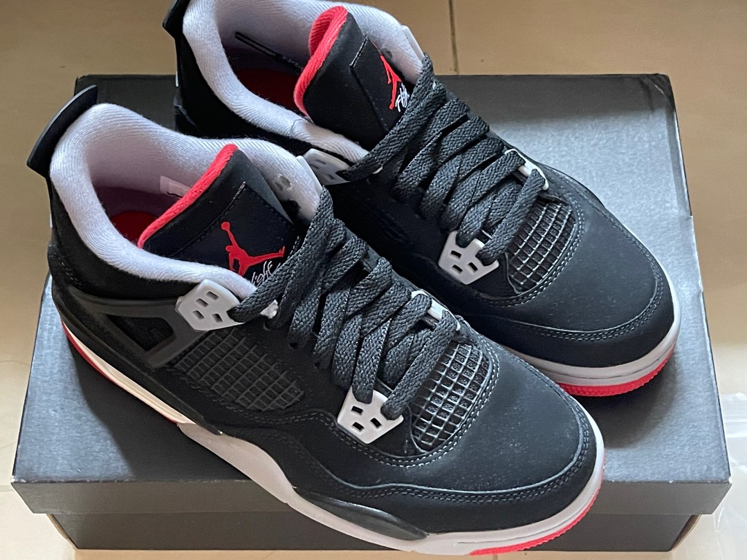 全新Nike Jordan 4 Retro Bred (GS) 2019 6Y, 男裝, 鞋, 便服鞋- Carousell