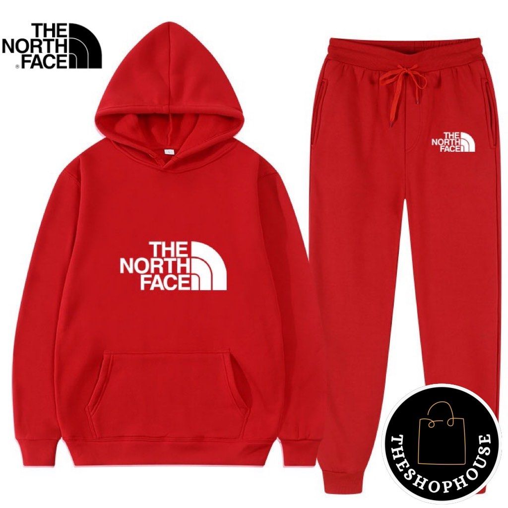 Red north face tracksuit deals