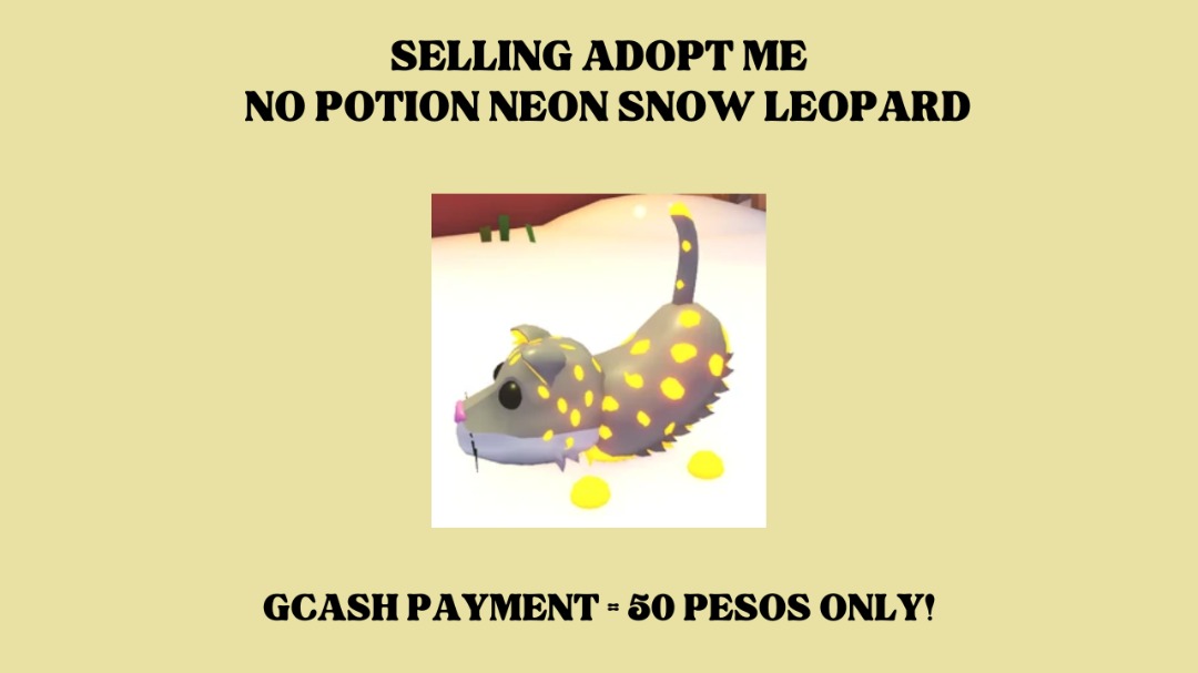 ADOPT ME NO POTION NEON SNOW LEOPARD, Video Gaming, Gaming Accessories ...