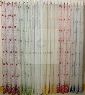 ELEGANT Embroidered Linen / Lace CURTAINS (Sold per piece)