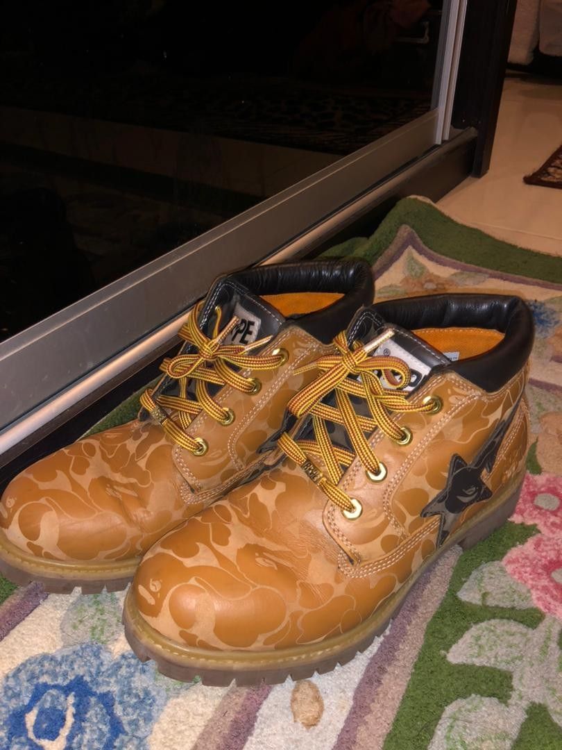 BAPE x Timberland Men s Fashion Footwear Boots on Carousell