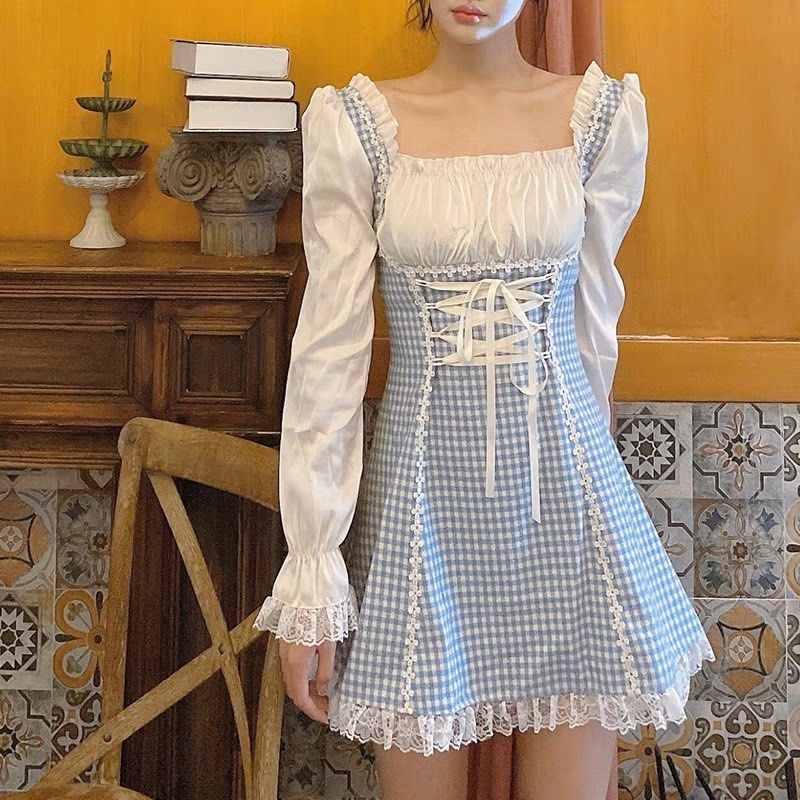 Gingham milkmaid dress sale