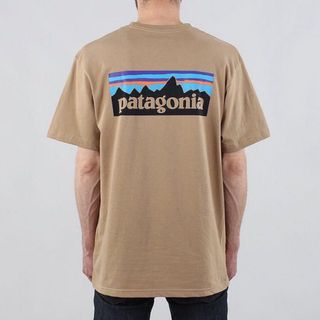 100% Premium Quality  Patagonia Classic Mountain Round Neck Cotton Short Sleeve Beige T-shirt