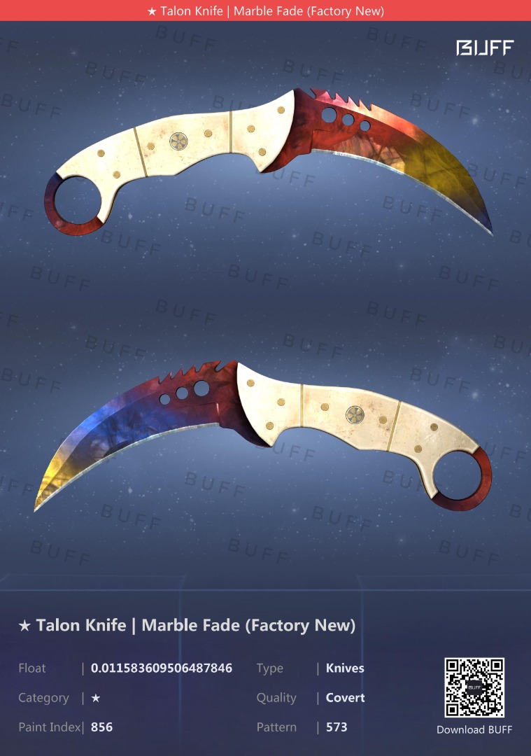 BUFF/5 Talon Marble Fade FN 0.01fv, Video Gaming, Gaming Accessories ...