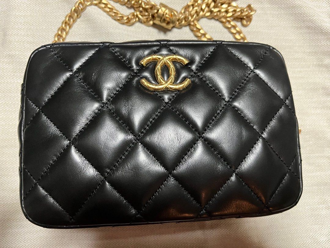 Chanel 22K BLACK mini camera case, Women's Fashion, Bags & Wallets