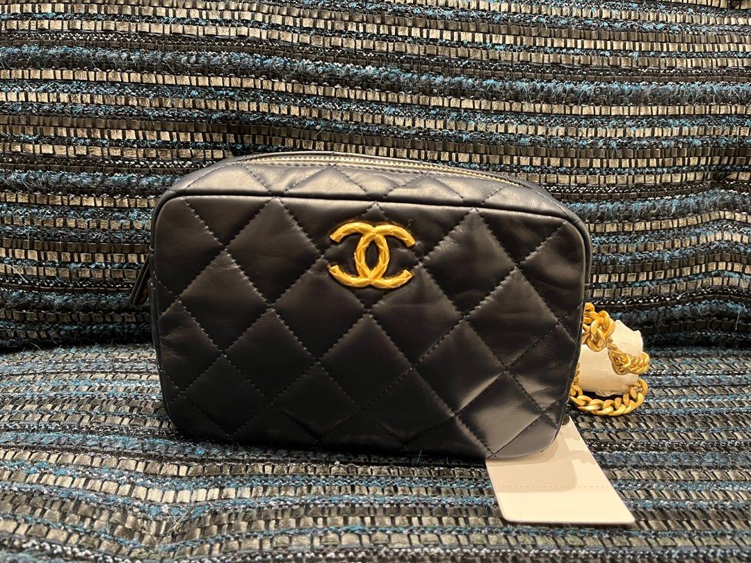 Chanel 22K BLACK mini camera case, Women's Fashion, Bags & Wallets