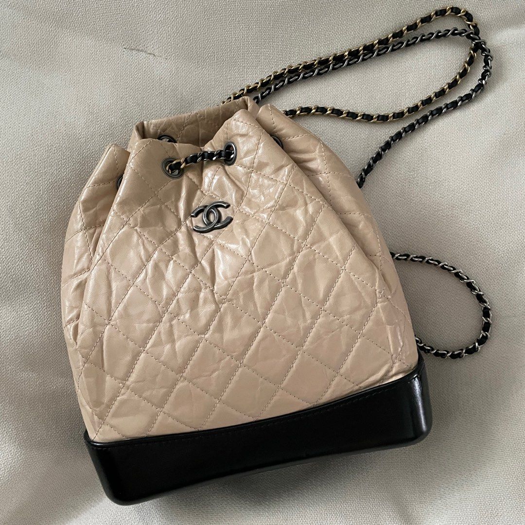 Authentic Chanel Chevron White Calfskin Small Gabrielle Backpack, Luxury,  Bags & Wallets on Carousell