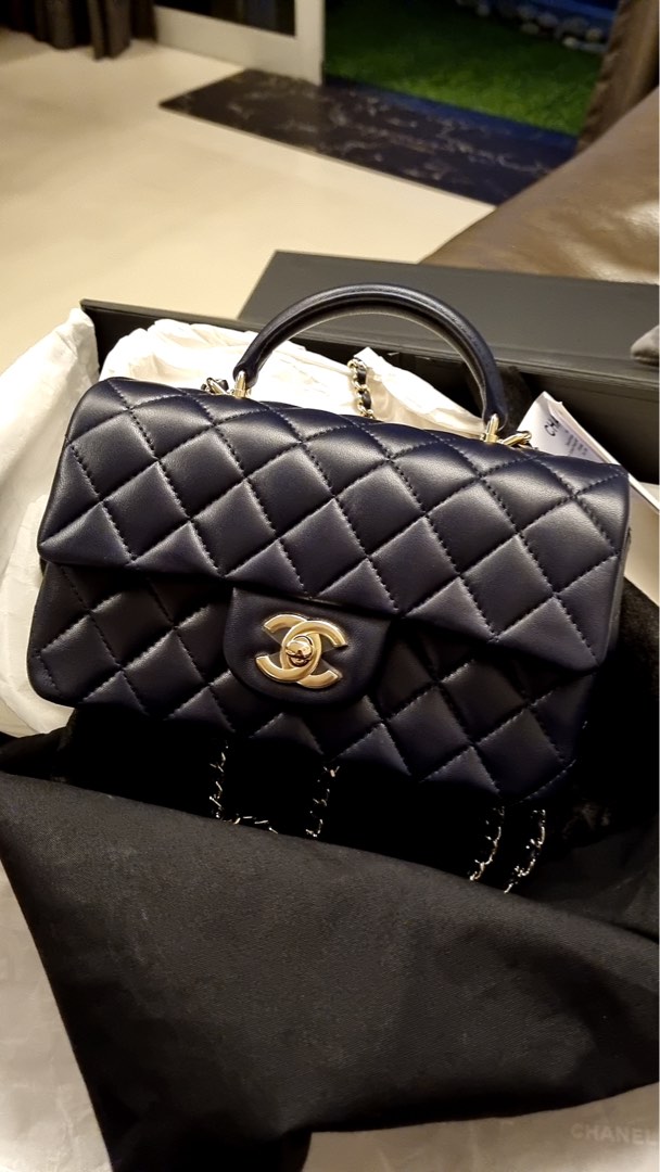 [Best price] Chanel Mini Top Handle in Black, Luxury, Bags & Wallets on