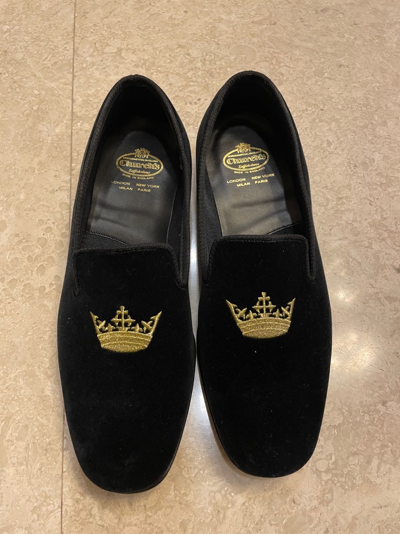 Church’s Crown Velvet Slippers Loafers, Men's Fashion, Footwear, Dress ...