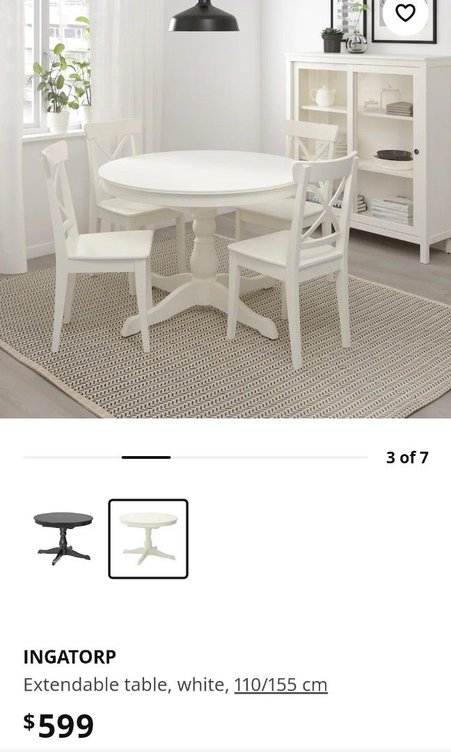 White round extendable top dining table ikea