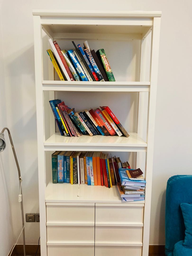 Crate and top barrel white bookcase