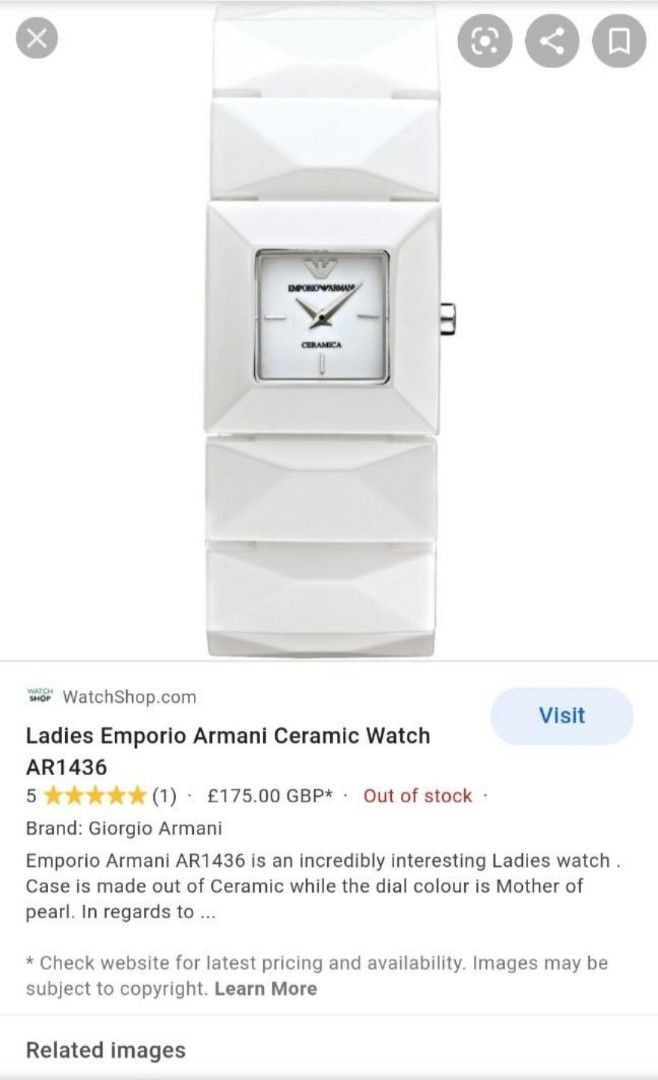 Giorgio armani ceramic watch sales