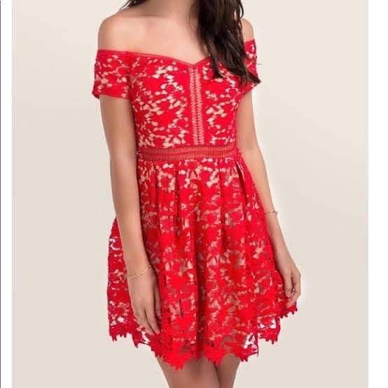 Francesca's red lace dress best sale