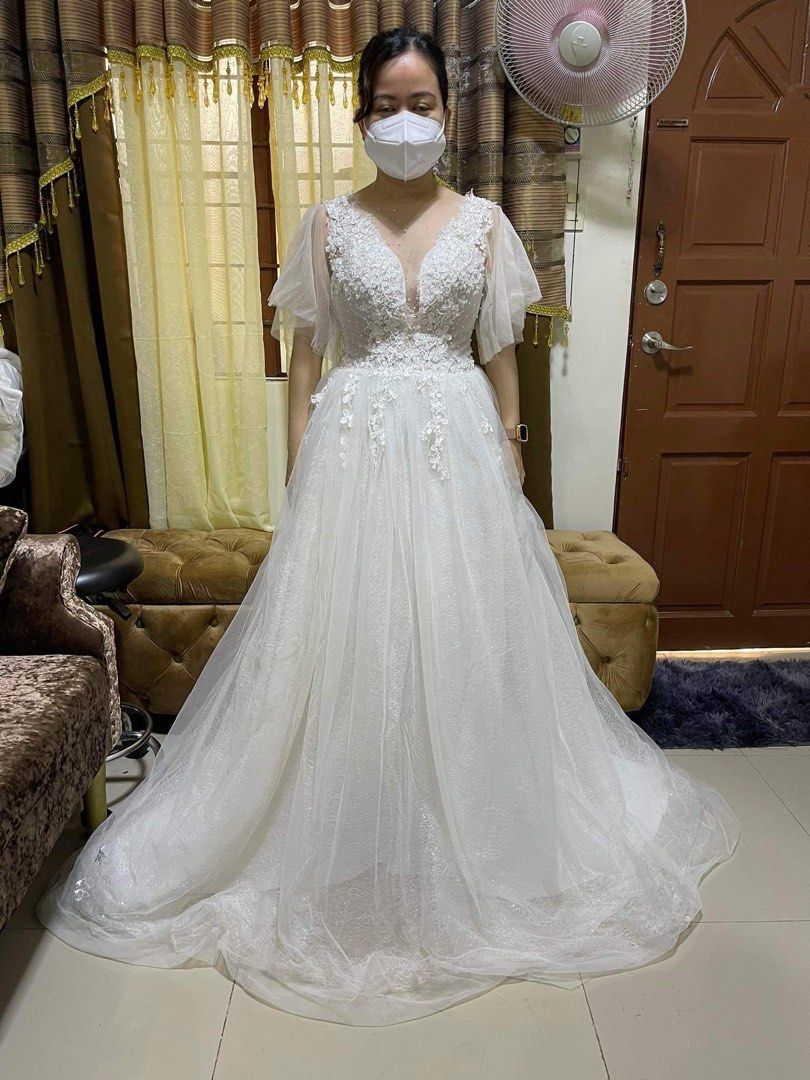 Fairy Sleeve Gown, Women's Fashion, Dresses & Sets, Evening dresses & gowns on Carousell