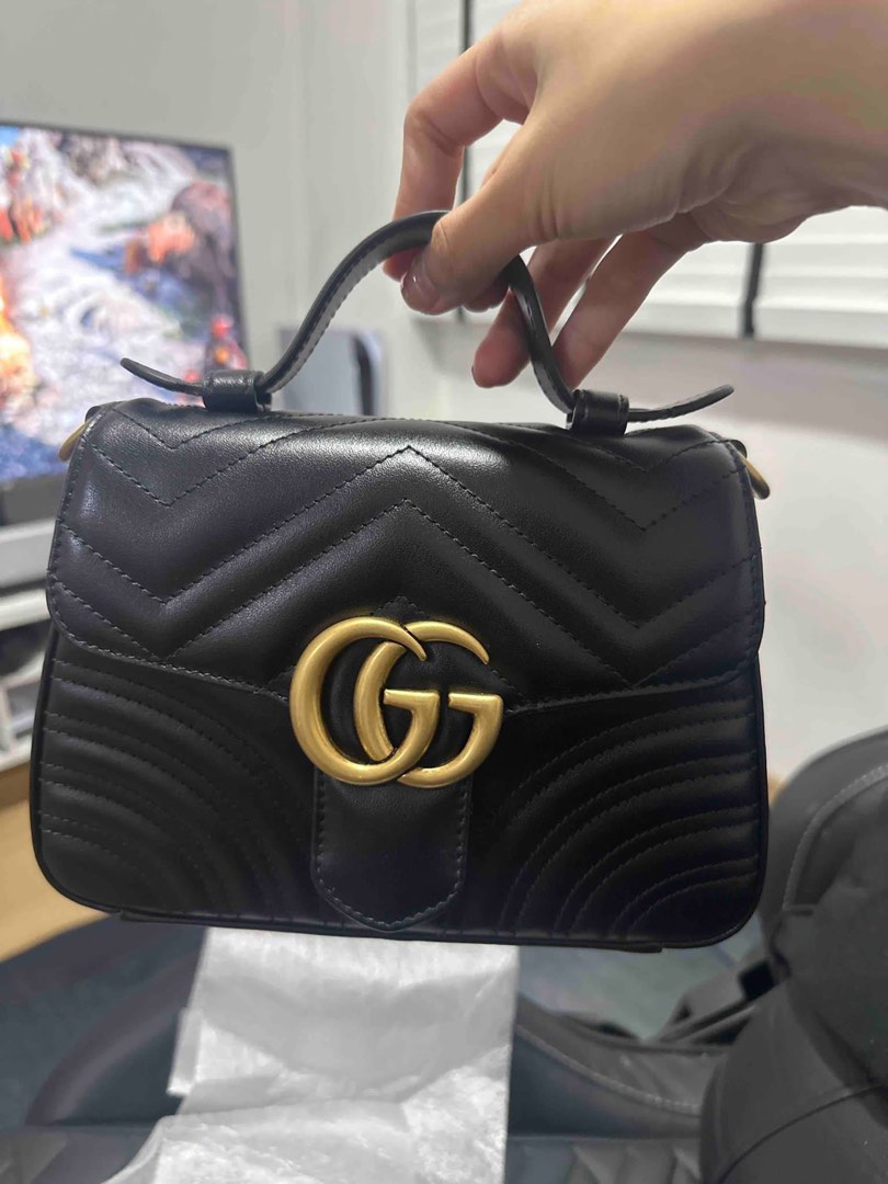Gucci Marmont Top Handle Mini, Luxury, Bags & Wallets on Carousell