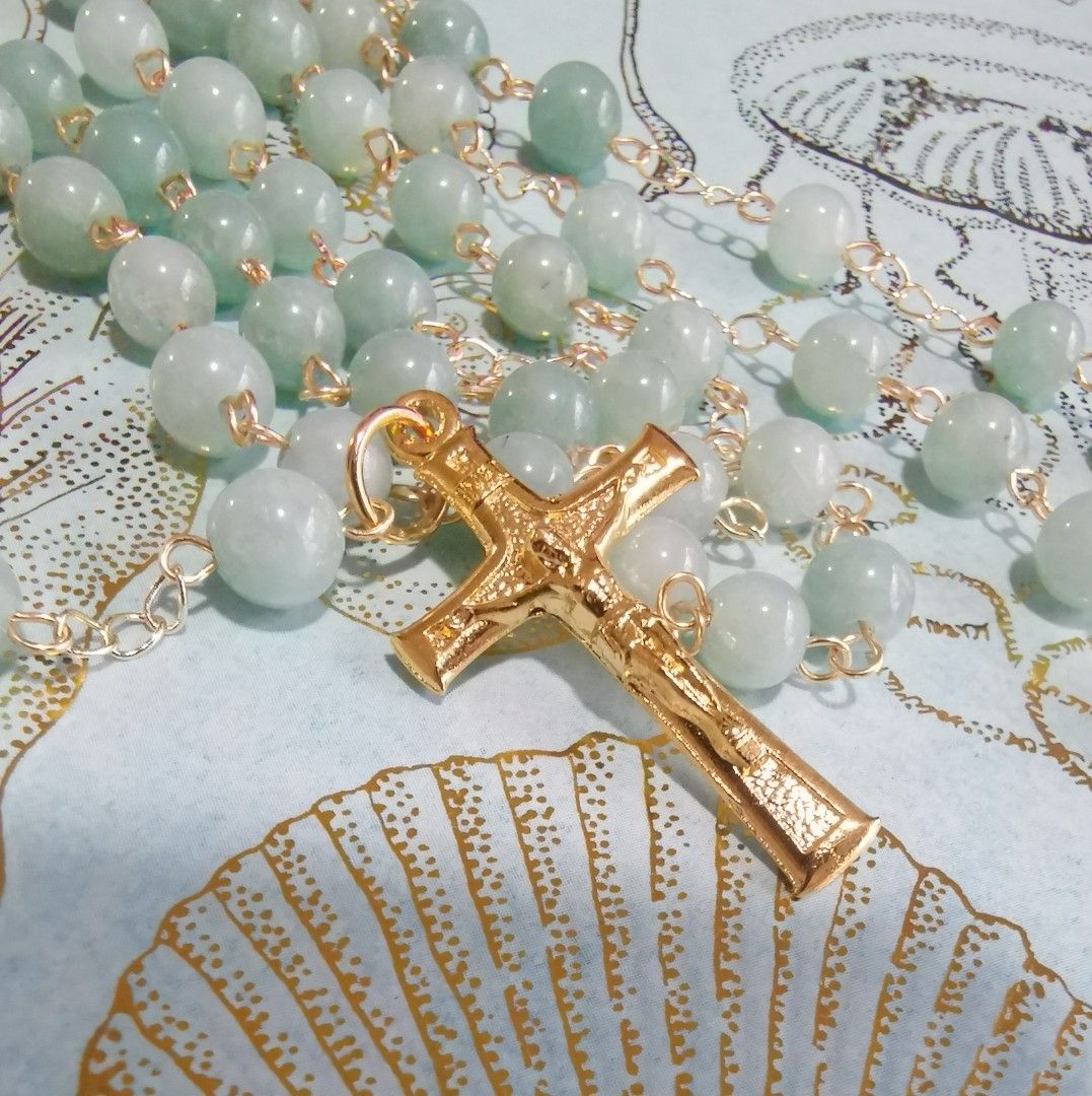 Handmade 5 decade Rosary with St Benedict and Natural Grade A
