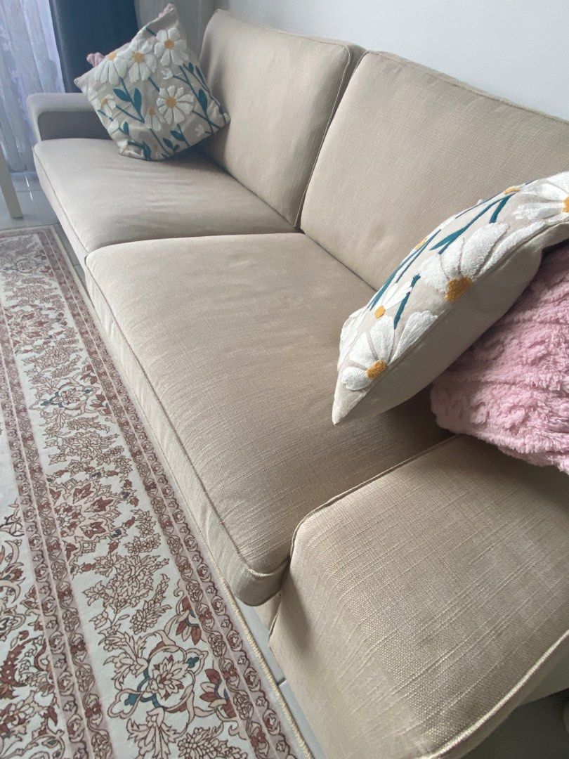 IKEA KIVIK 3seat sofa, Hillared beige with cover set, Furniture & Home