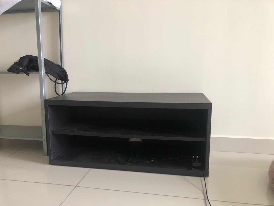 IKEA Mosjo black brown TV bench console shelf rack, Furniture & Home