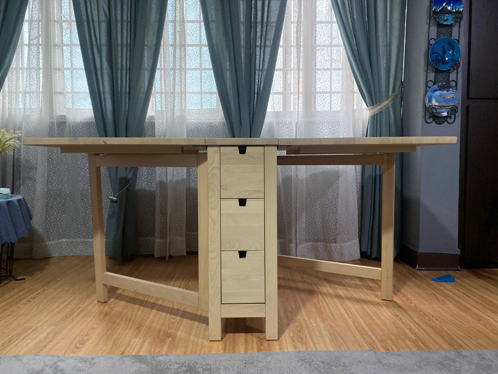 IKEA Norden Gateleg extendable dining table, Furniture & Home Living