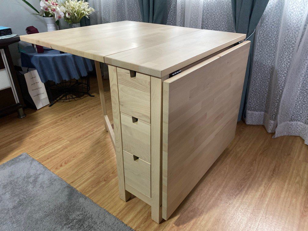 IKEA Norden Gateleg extendable dining table, Furniture & Home Living ...