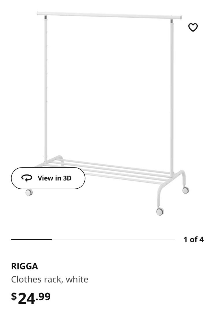 IKEA Rigga clothes rack white, Furniture & Home Living, Furniture ...