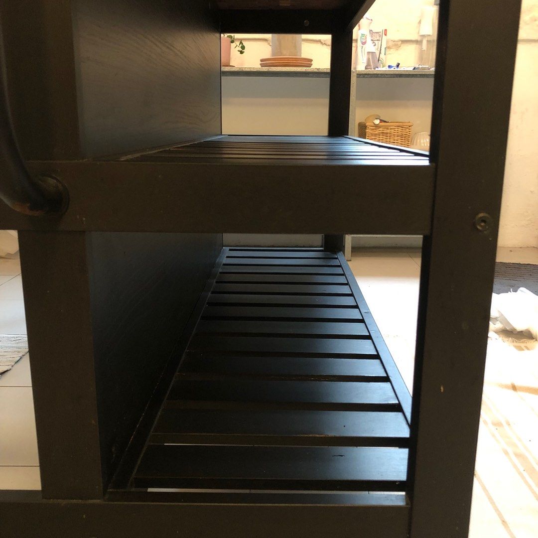 IKEA Vadholma Kitchen island with rack, black/oak, Furniture & Home