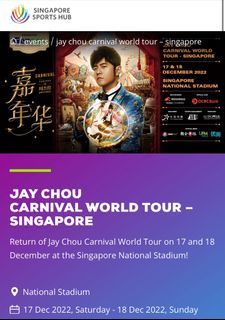 Jay Chou Carnival World Tour 2022, 17 Dec, Cat 1