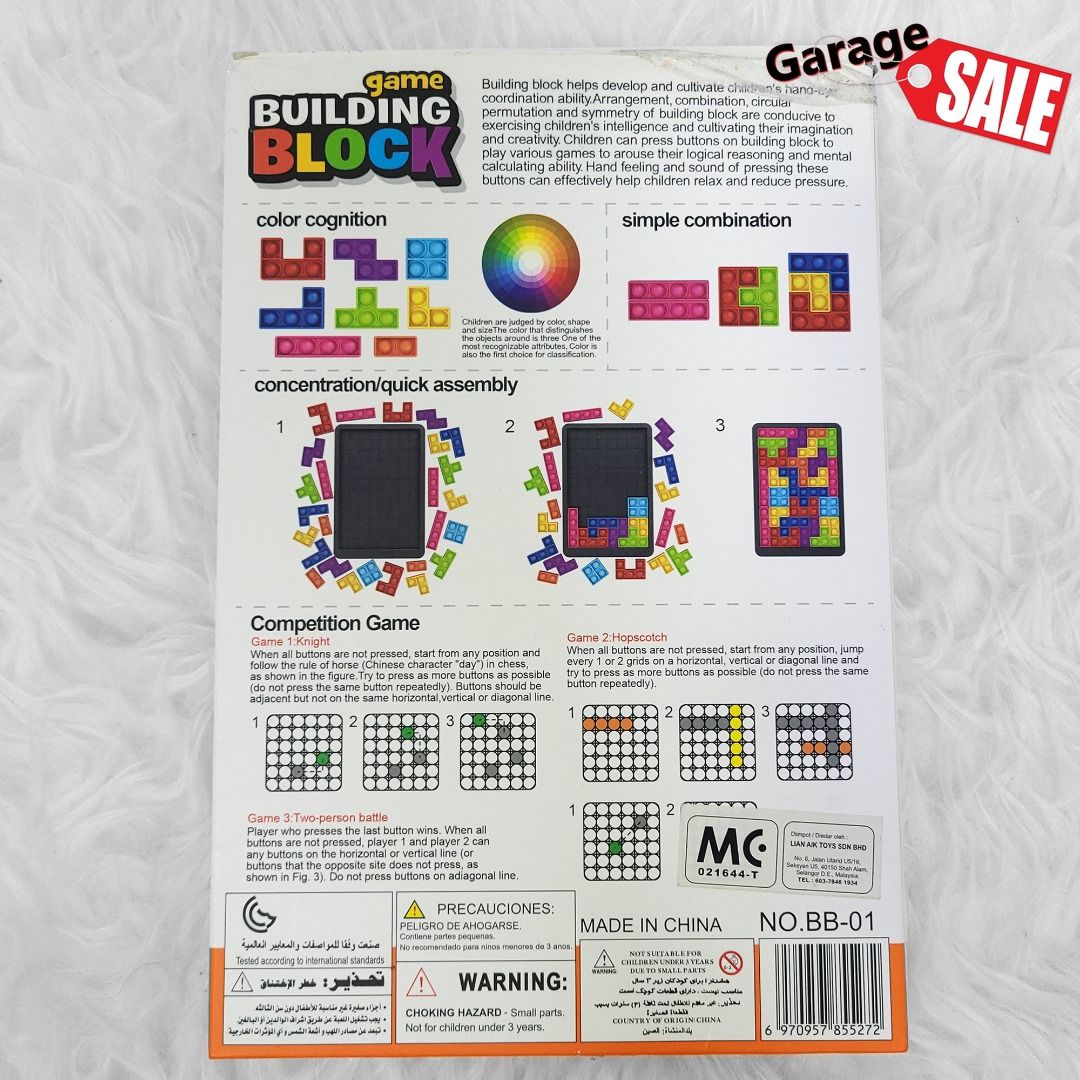 Jigsaw Puzzle Game Building Block Pop It Bubble Fidget Tetris Sensory