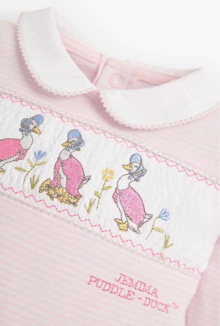 JoJo Maman B b Pink Jemima Smocked Sleepsuit