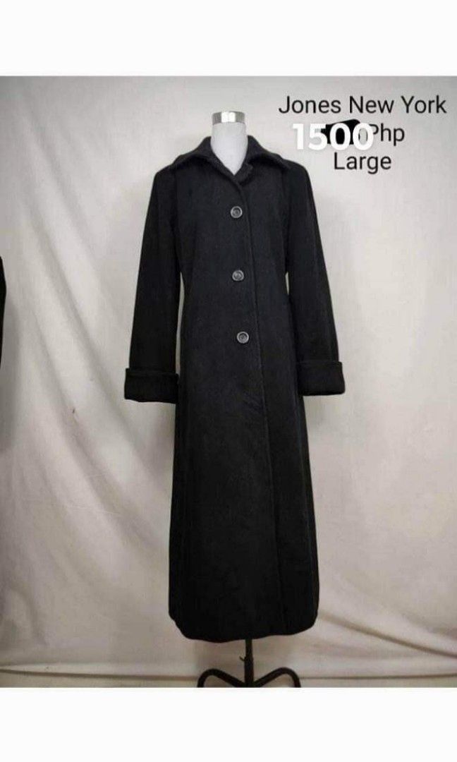 Jones New York trench coat wool blend size 8 black