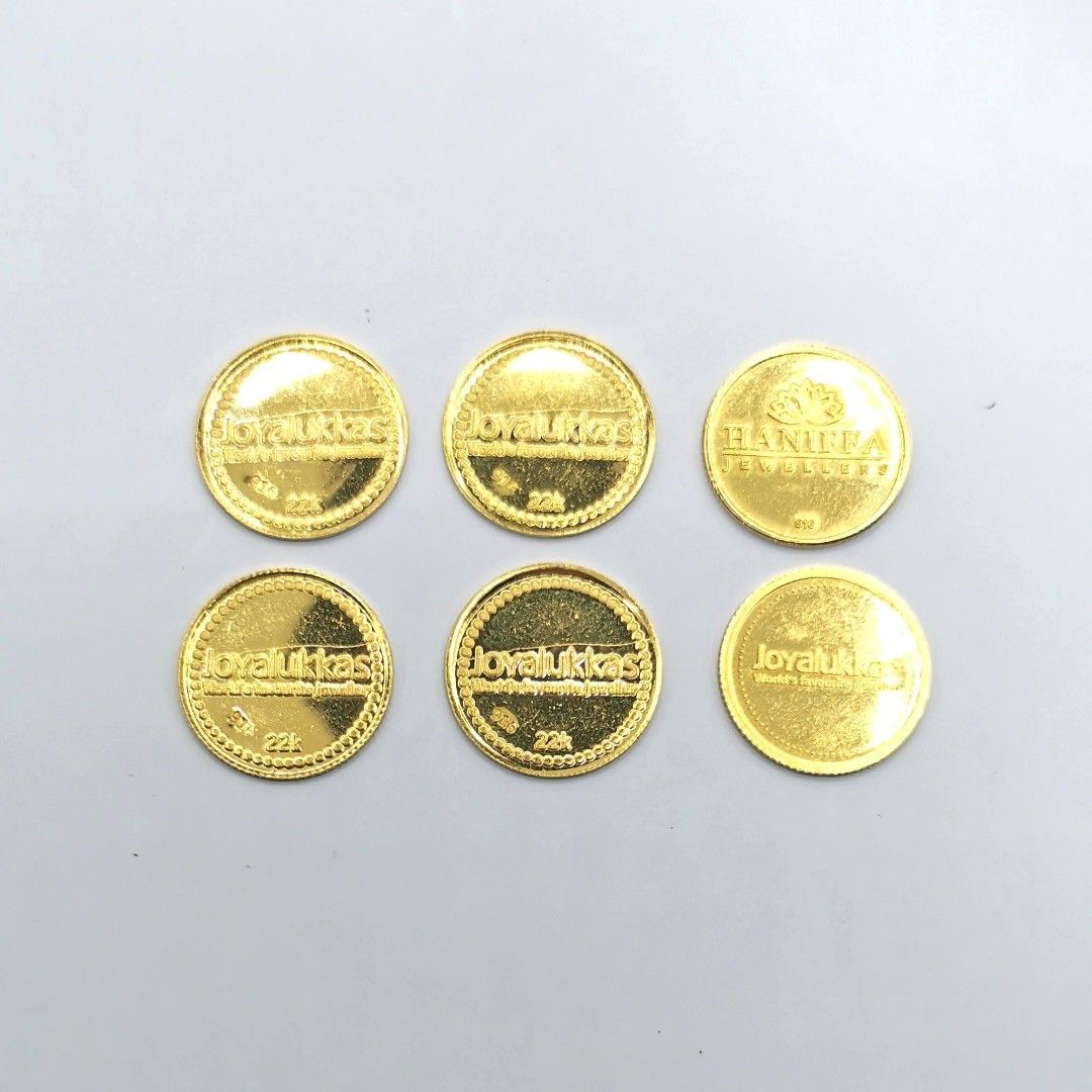 Joyalukkas x 5 pcs Haniffa Jewellery 1 pc 916 Gold Coins Set 23.98g