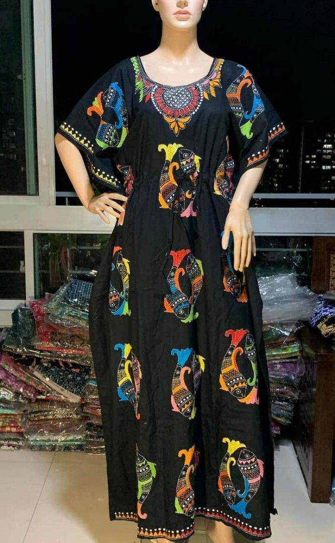 Kantha & Sequined Kaftan Top & Dhoti Style Coord Set
