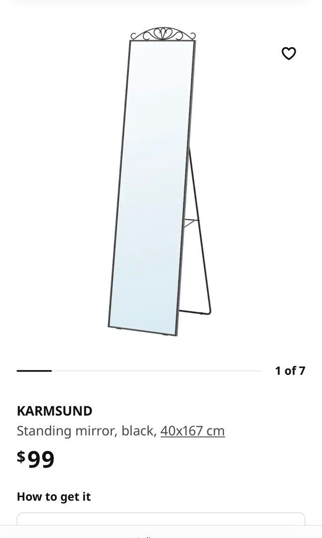 KARMSUND Standing mirror, black, 40x167 cm, Furniture & Home Living