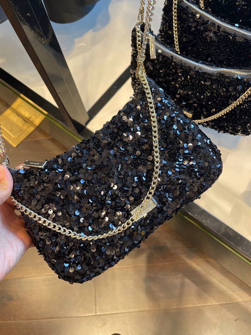 Kate Spade Kiki Convertible Crossbody Sequin in Black, Luxury, Bags &  Wallets on Carousell