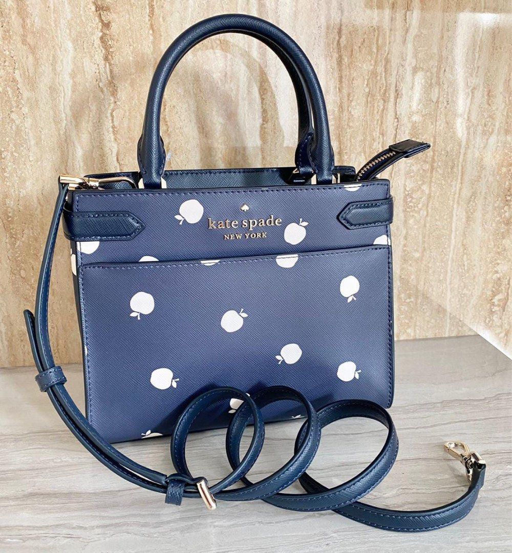 Kate Spade Staci Small Leather Satchel Crossbody Orchard Toss Blazer Blue Multi