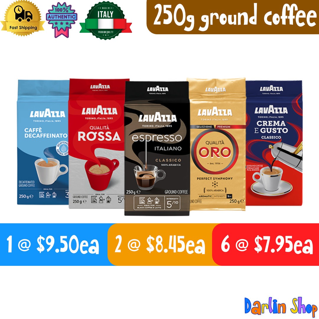 Lavazza Ground Coffee, 250grams, Rossa / Oro / Crema e Gusto / Espresso