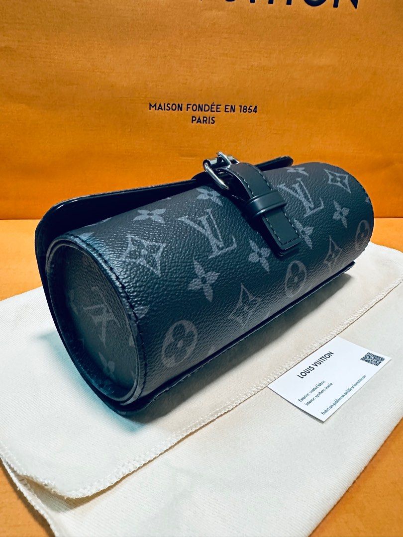 Replica Louis Vuitton 3 Watch Case In Monogram Eclipse Canvas M43385