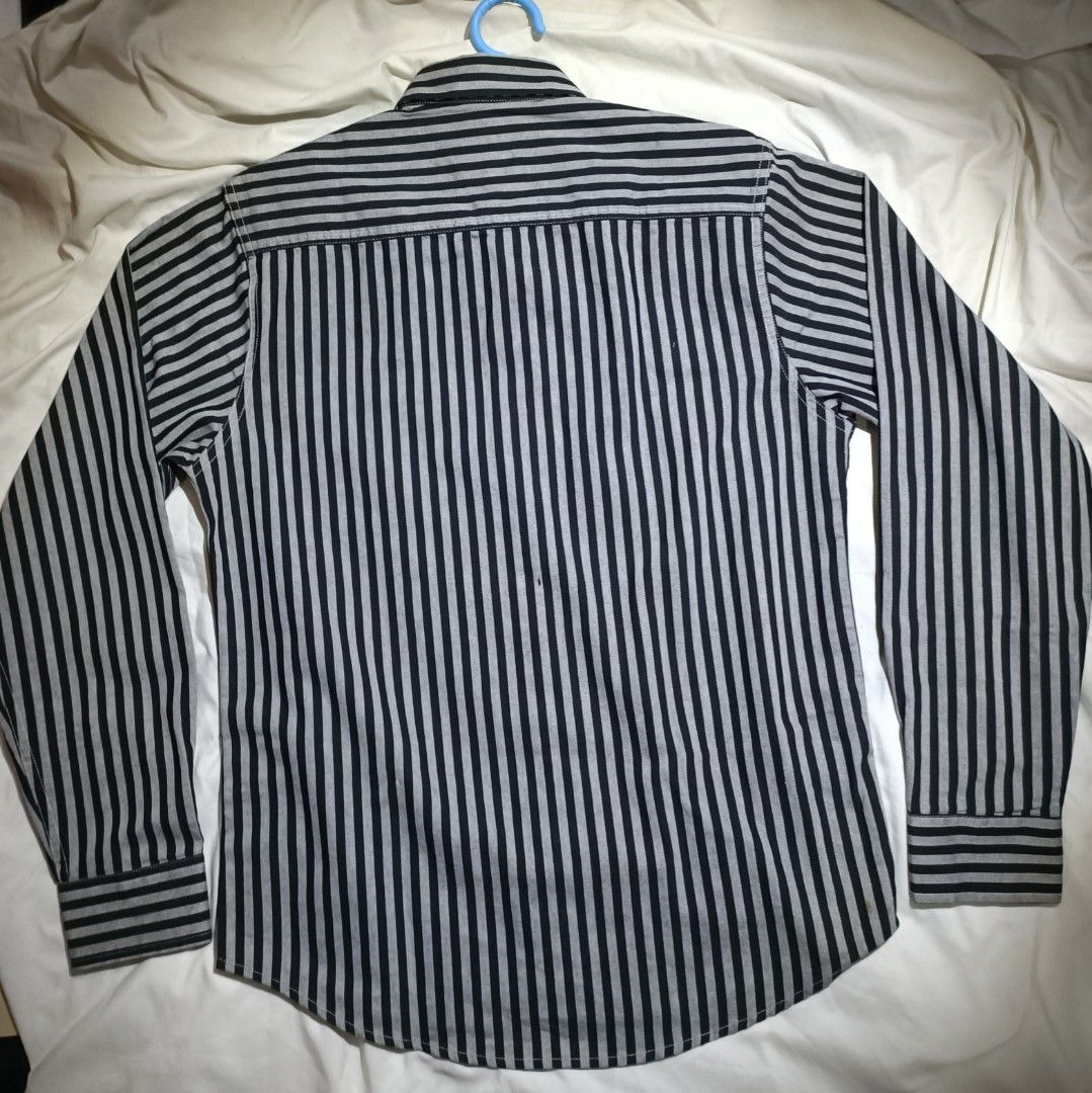 Main Street Long Sleeves Polo Stripes Design Black White Medium Men s Fashion Tops Sets Tshirts Polo Shirts on Carousell