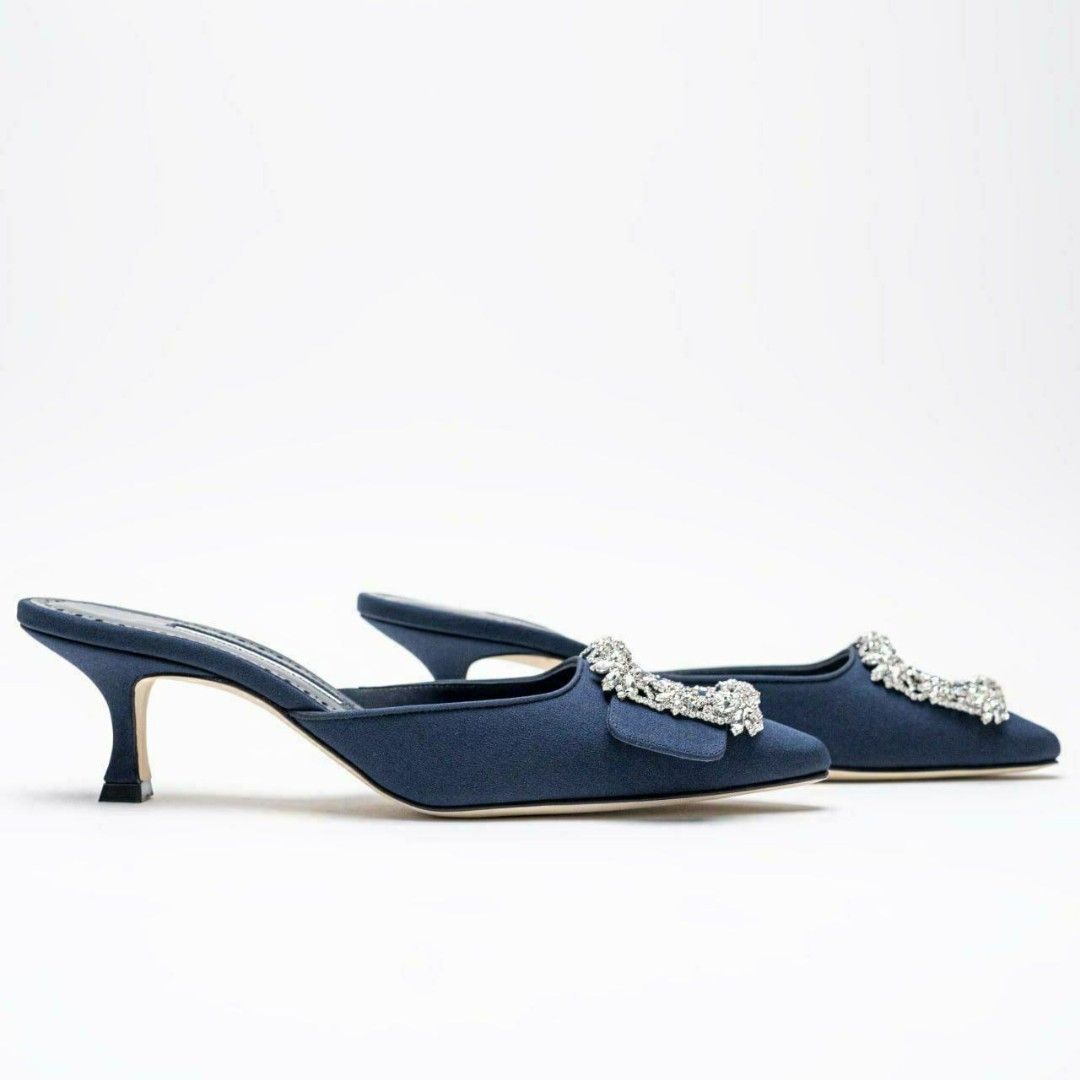 Manolo Blahnik Maysale Jewel 50 Crepe De Chine Heels 5cm