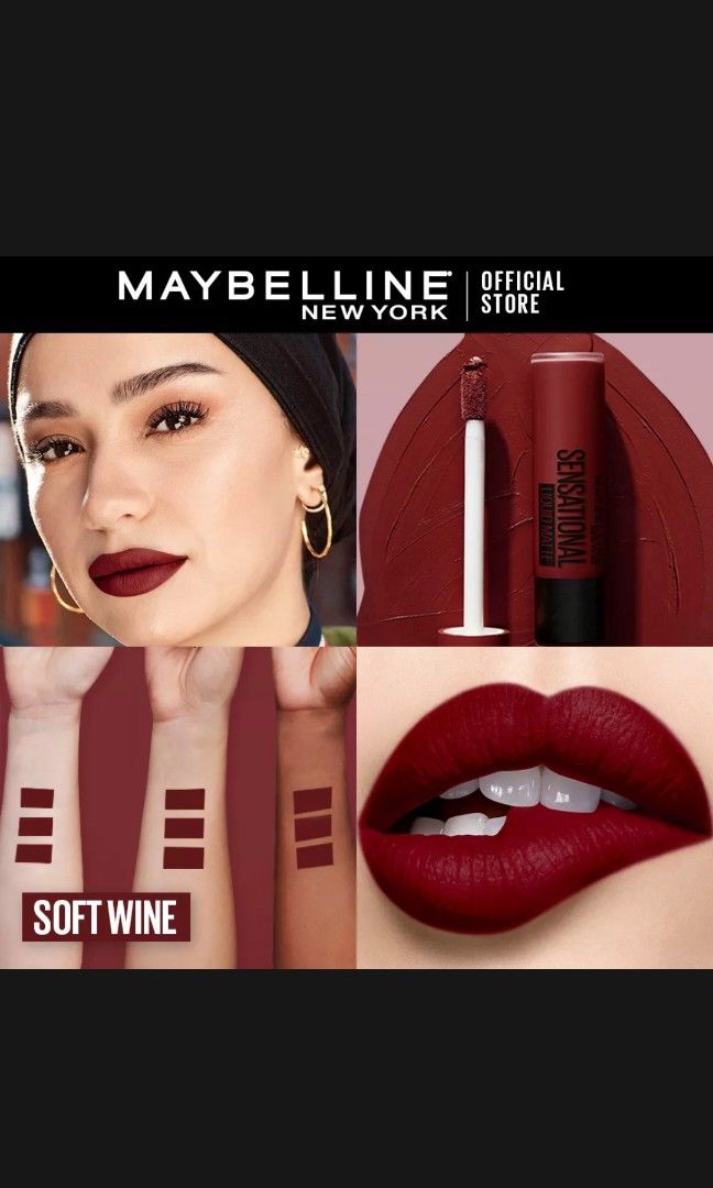 Maybelline Sensational Liquid Matte in Soft Wine (Category: Makeup) located in Taguig. Submitted by thingers (Listing ID 1196365524, Image 2). Description: Just swatched once and decided the color isn't for me. Ordered on Nov 11, and received on Nov 12. Also selling Maybelline Matte Cream in Toasted Brown for 175. Same condition..