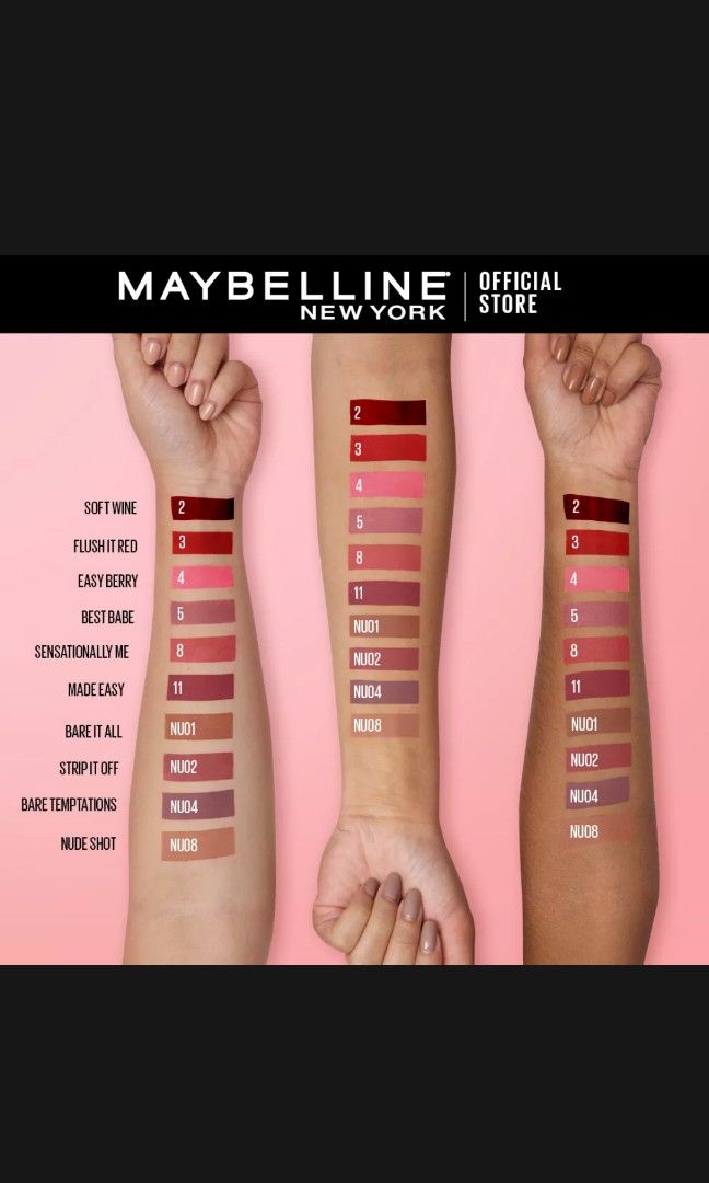 Maybelline Sensational Liquid Matte in Soft Wine (Category: Makeup) located in Taguig. Submitted by thingers (Listing ID 1196365524, Image 3). Description: Just swatched once and decided the color isn't for me. Ordered on Nov 11, and received on Nov 12. Also selling Maybelline Matte Cream in Toasted Brown for 175. Same condition..