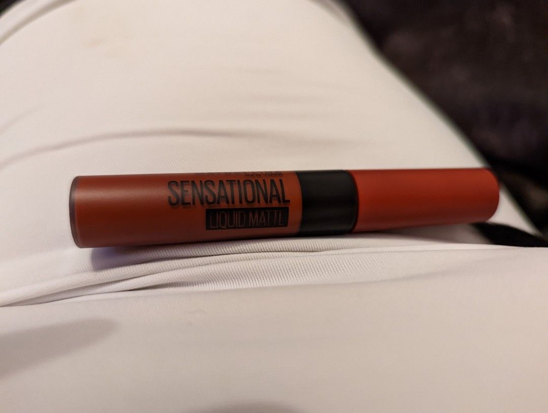 Maybelline Sensational Liquid Matte in Soft Wine (Category: Makeup) located in Taguig. Submitted by thingers (Listing ID 1196365524, Image 1). Description: Just swatched once and decided the color isn't for me. Ordered on Nov 11, and received on Nov 12. Also selling Maybelline Matte Cream in Toasted Brown for 175. Same condition..
