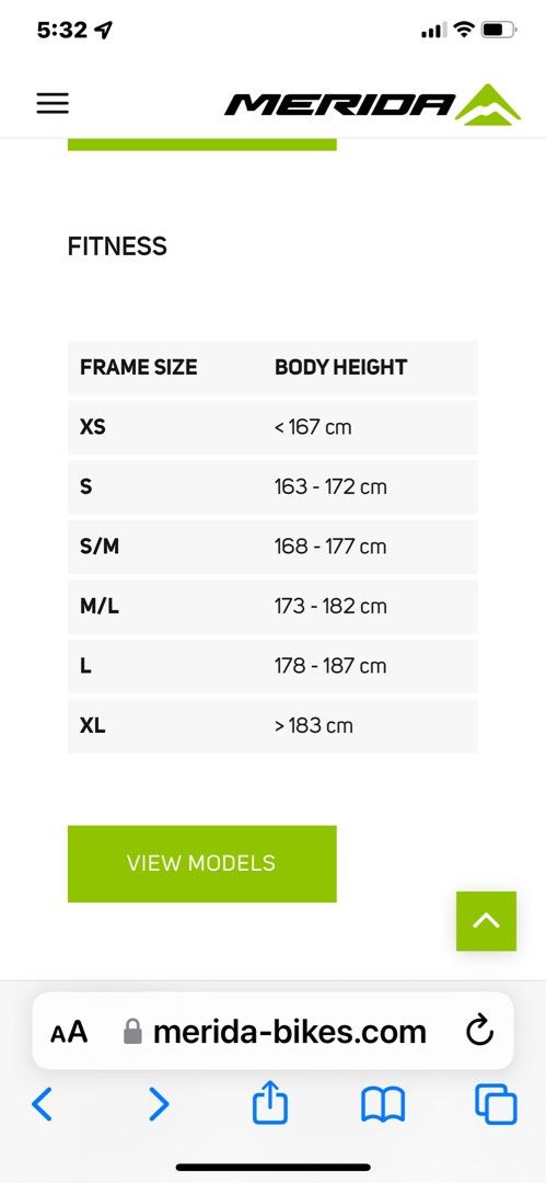 Merida frame new arrivals size in cm