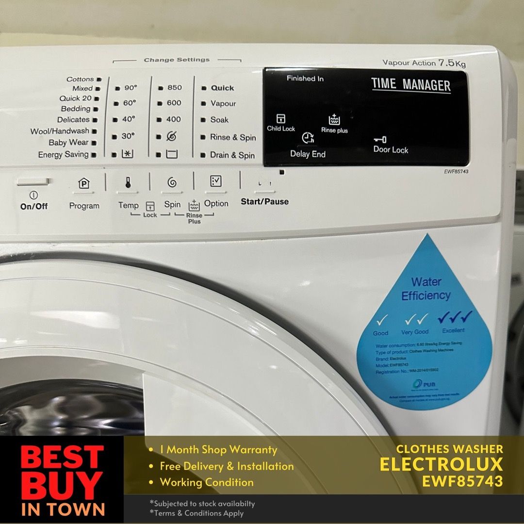 MUST BUY! ELECTROLUX 7.5KG FrontLoader Washing Machine EWF857434, TV