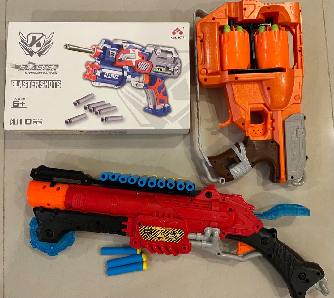 Nerf flipfury X shot pull back shotgun Soft darts blaster