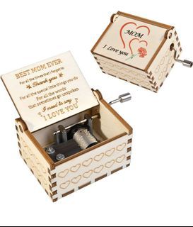 New Laser Engraved Vintage Wood Music Box Gifts for Mom from Daughter Son