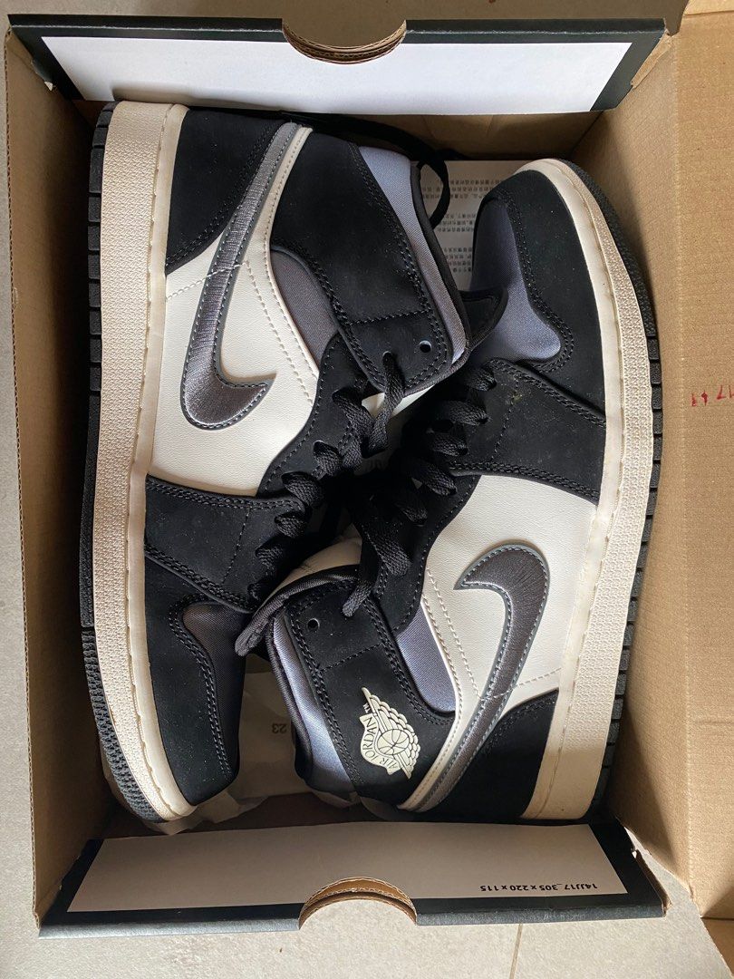 Nike Air Jordan 1 Mid Satin Grey Toe Men s Fashion Footwear Sneakers on Carousell