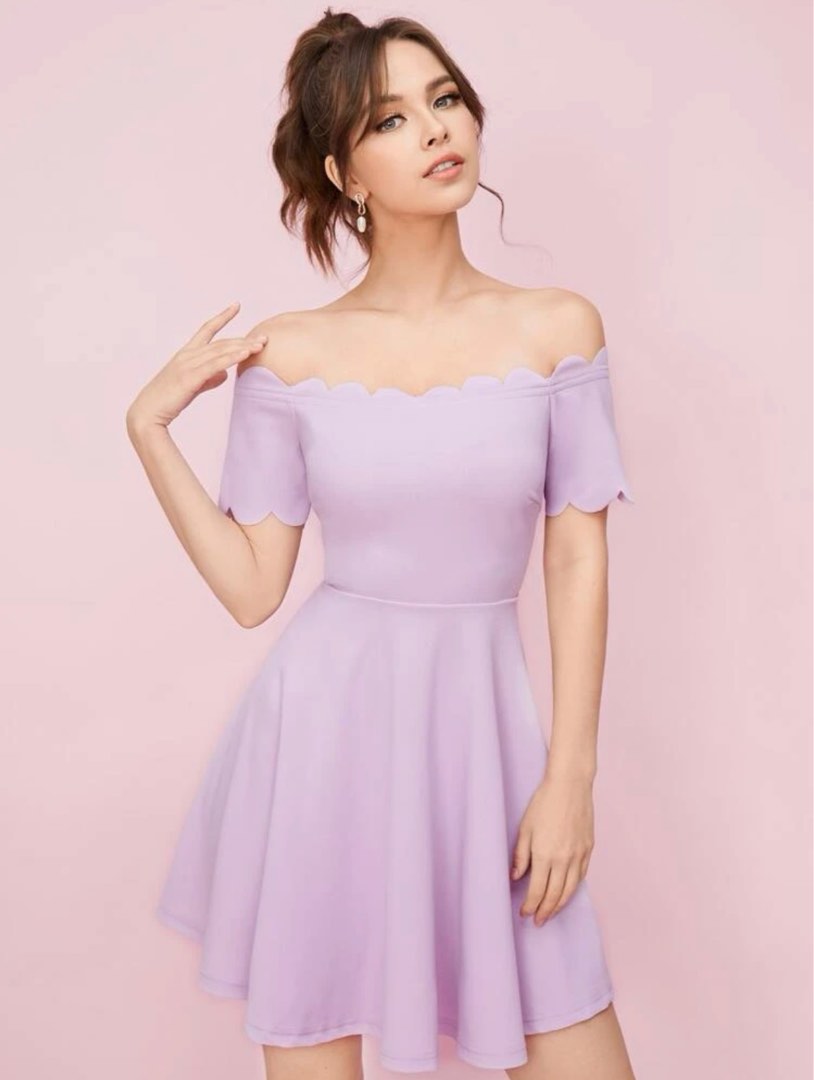 Scallop trim fit and flare sales dress